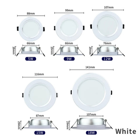 Ceiling Light 220V Recessed Down light Round Led Panel