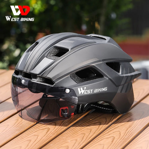 Road Mountain Bike Helmet Bicycle Helmet Rechargeable Goggles Lens