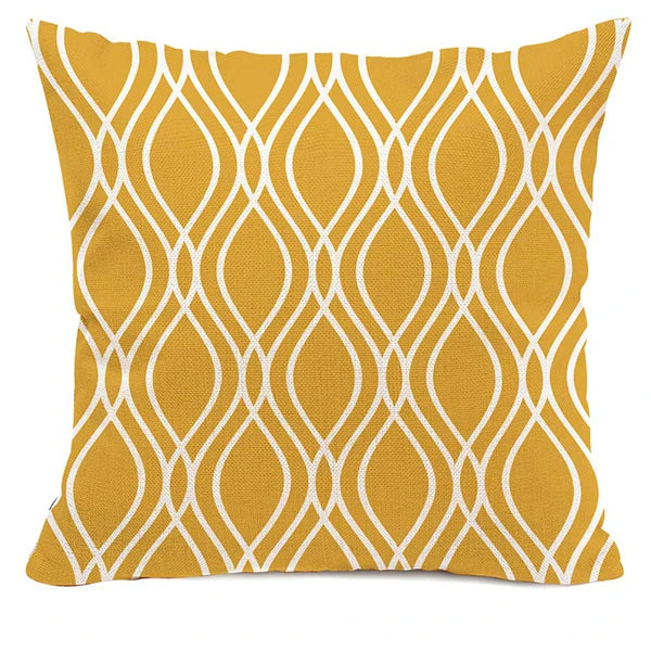 Yellow white geometric linen pillowcase sofa cushion cover home decoration can be customized for you 40x40 45x45 50x50 60x60