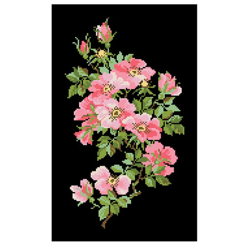 Little rose cross embroidery kit flower pattern design 18ct 14ct black canvas Cross-stitch DIY needlework