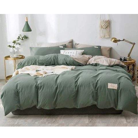 Solid Color Duvet Cover Pillow Case Bed Sheet