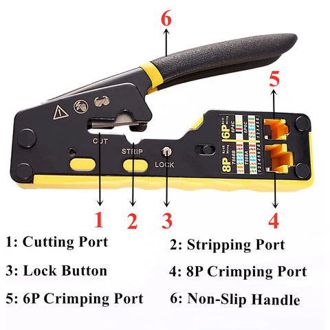 ZoeRax Rj45 Pass Through Crimp Tool Kit, Cat6 Cat6A Cat5 Cat5e Ethernet Crimping Tool Kit with a 8P/6P Ethernet Crimper