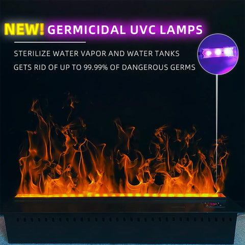 3D Water Vapor Fireplace Germicidal UV Lamps Customized Electric Fireplace