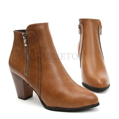 Women Side Zippers Pointed Toe Low Cut Fashion Boots