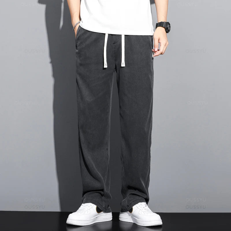 SMen's Jeans Thin Loose Straight Pants