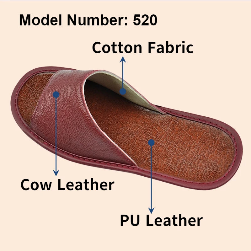 Big sizes Genuine Cow Leather Slippers Homes in indoor slipper summer open toe sandals men women elderly casual Slides shoes