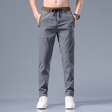 Men's Pants  Summer New Black Gray Thin Business Casual Golf Pants Outdoor Elastic Breathable Straight Leg Sweatpants