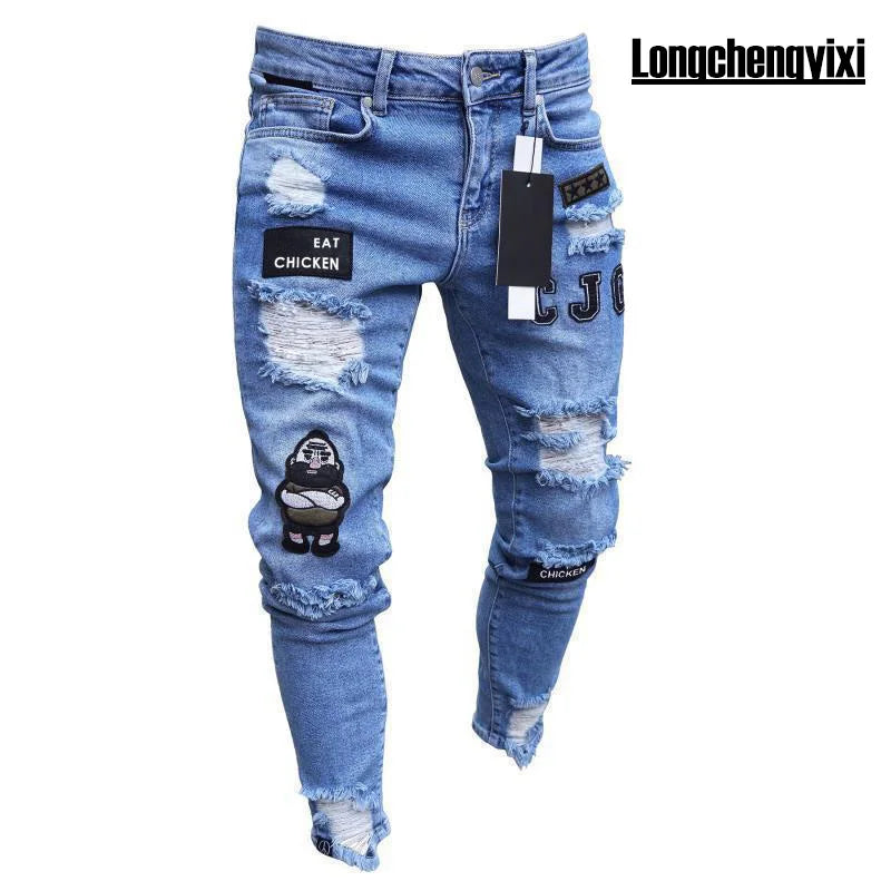 Jeans Men Pants Wash Solid Color Multi Pockets Denim Mid Waist Cargo Jeans Plus Size Fahsion Casual Trousers Male Daily Wear