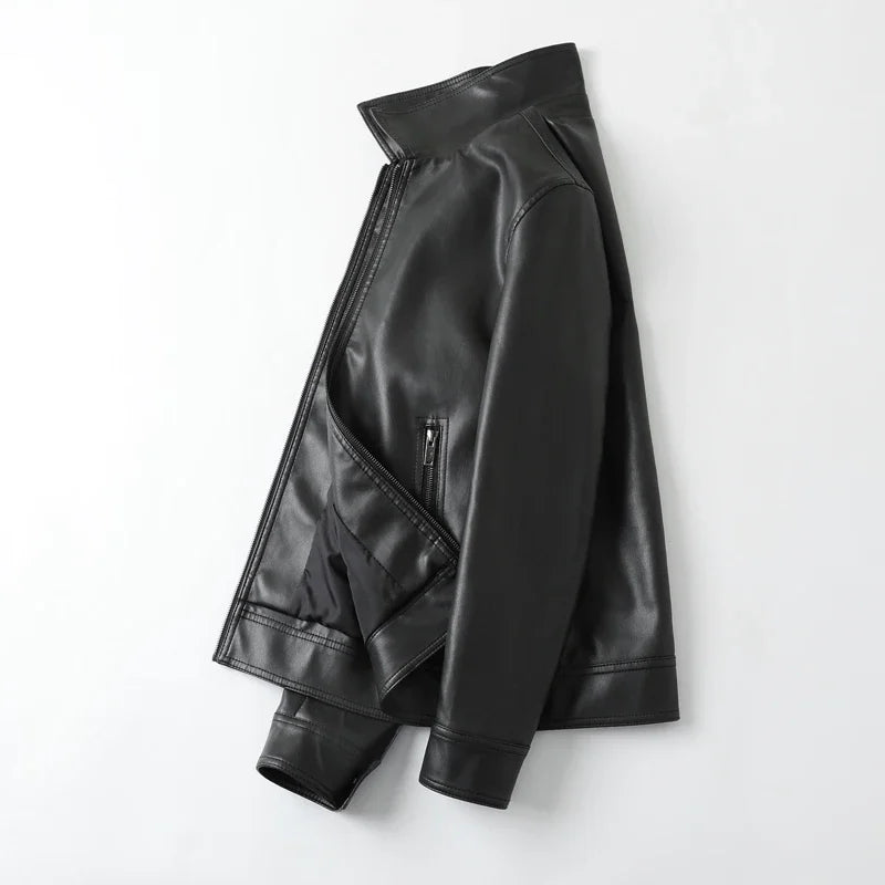 Men Bomber Leather Jacket