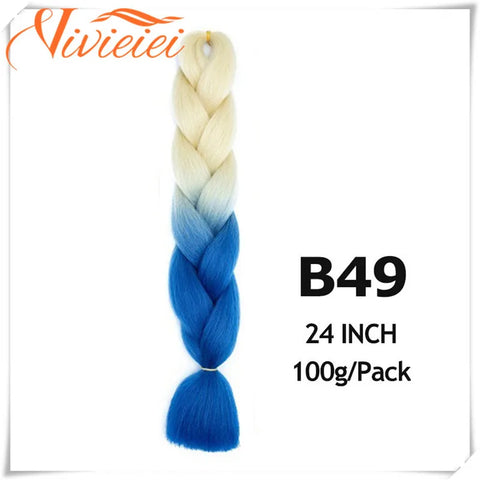 VIVIEIEI Synthetic Braiding Hair 24 Inch Jumbo Braid Ombre Jumbo Hair Extension for Women DIY Hair Braids Purple Pink Yellow Red