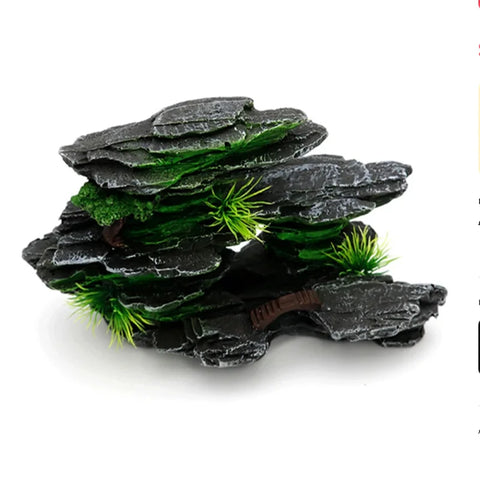 Fish Tank Landscaping Creative Rockery Fish Tank Turtle Ornaments Decoration Resin Rockery Aquarium Shelter Cave Crafts Ornament