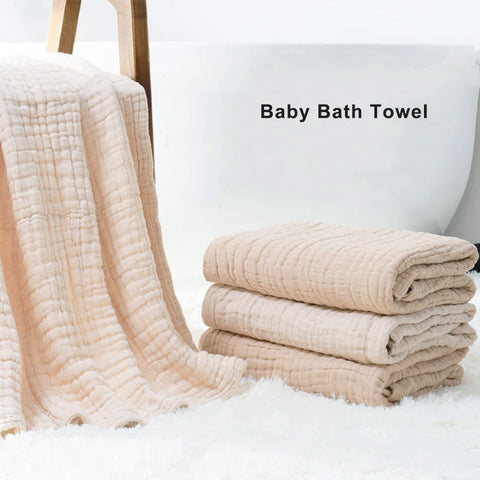 Baby Bath Towel 6 Layers Infant Gauze Receiving Blanket 1pc Kid Swaddle Wrap Bedding 105*105cm Pure Cotton Bubble Muslin Blanket