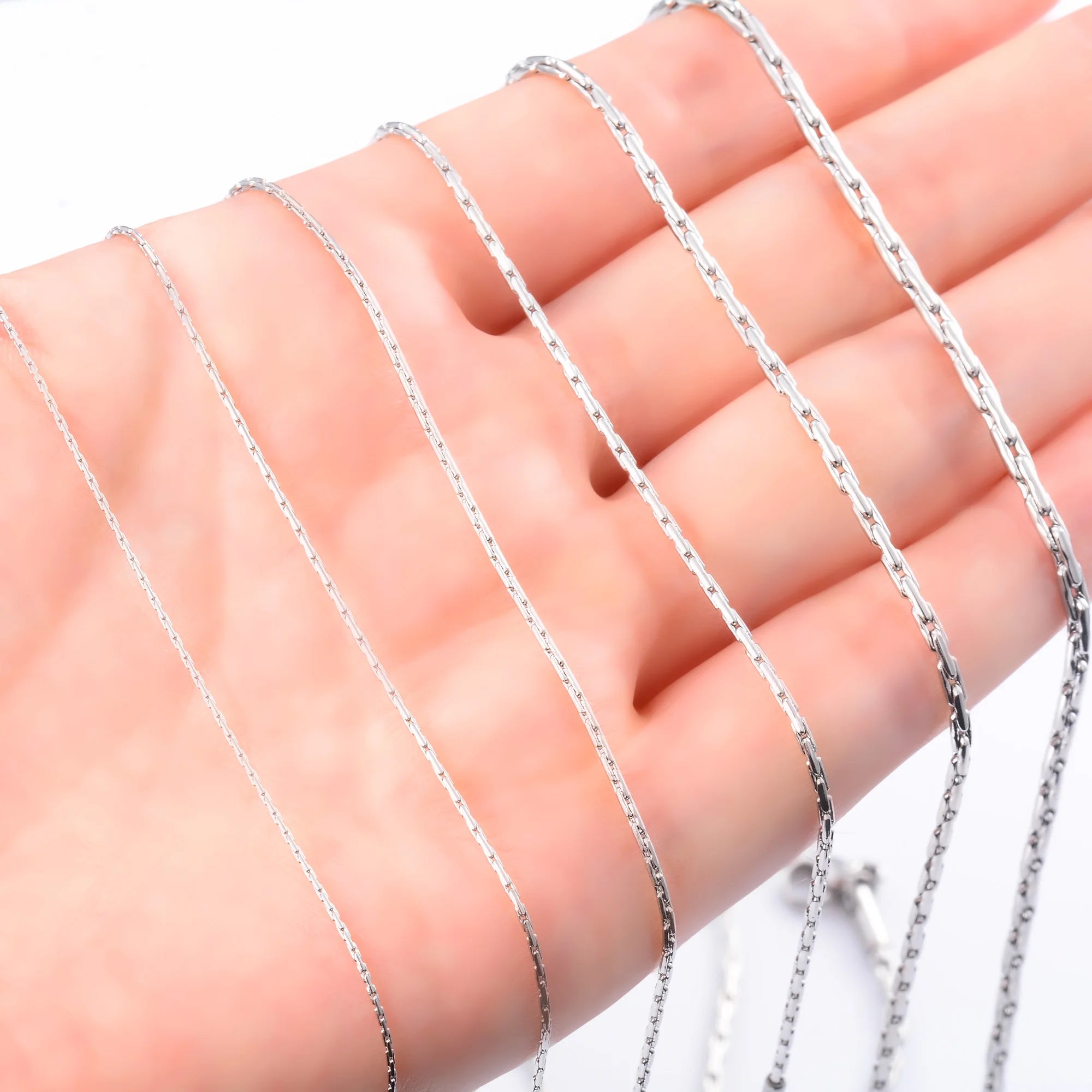 Fine Thin 316L Stainless Steel Necklace for Women Link Proof Coil Duty Cable Chains Waterproof Choker Jewelry Accessory DIY Gift