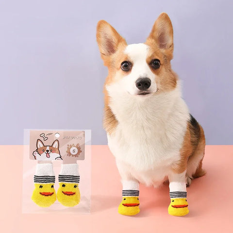 Pet Puppy Dog Shoes Anti-Slip Knitted Socks Small Dogs Cats Shoes Chihuahua Boots for Winter Indoor Wear Slip on Paw Protectors