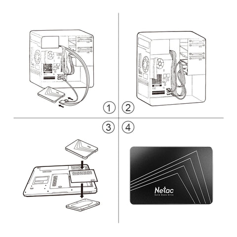 Netac SATA SSD 2TB 4TB 1tb 128gb SSD 480gb 512gb 256gb HD SSD Hard Drive Disk Hdd Internal Solid State Drive for laptop