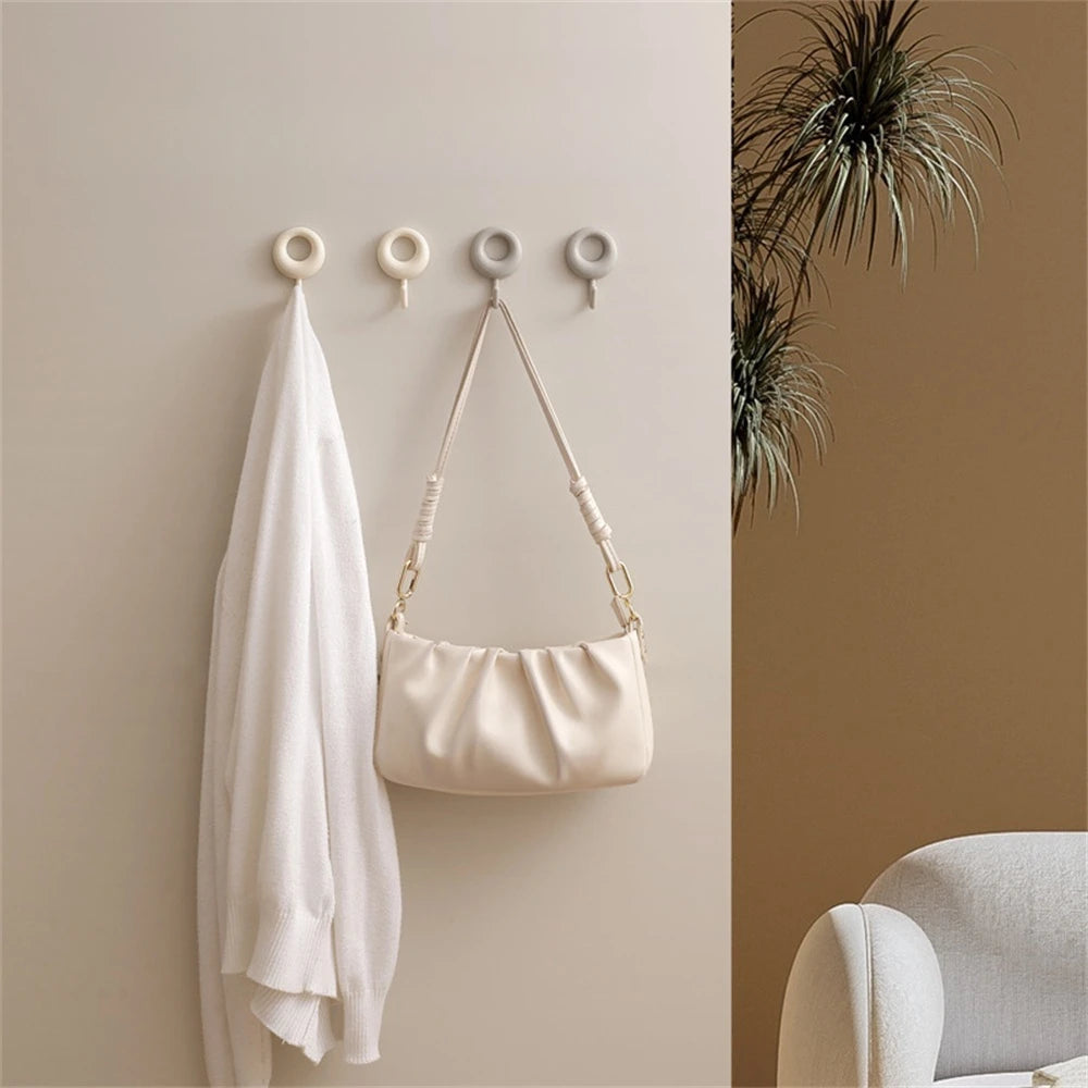 4Pcs Self Adhesive Wall Hook Multi-function Nail-free Non-Marking Door Hooks Home Bathroom Towel Hanging Storage Accessories