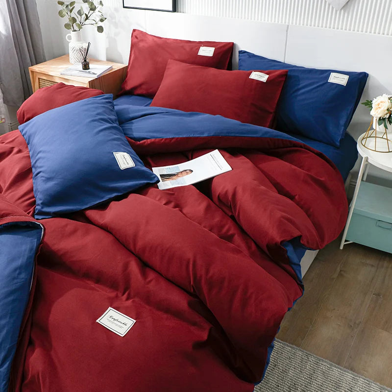 Solid Color Duvet Cover Pillow Case Bed Sheet