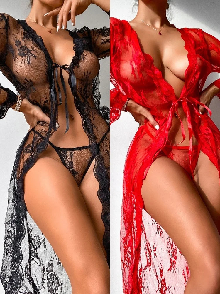 CP5XL Long Underwear Women Ball Gowns Sexy Chemise SeeThrough Nightgown Erotic Transparent Lingerie Exotic Temptation Loungewear