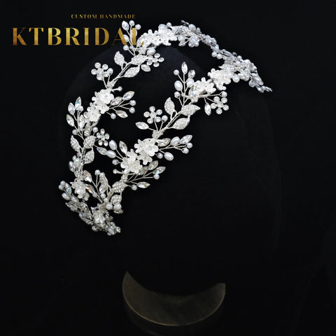 New KTBRIDAL 2 Designs Tiara Handmade Bridal Headpieces Crystal Leavesl Fashion Jewelry Women Gift Wedding Accessiories