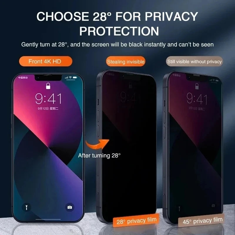 Anti-spy Protective Glass For iPhone X XR XS Max