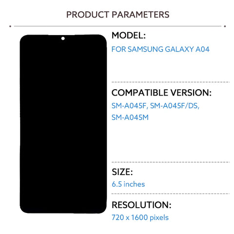 For Samsung Galaxy A04 LCD Display Touch Screen Digitizer Assembly 6.5" A045F A045F A045M LCD Display Replacement Repair Parts