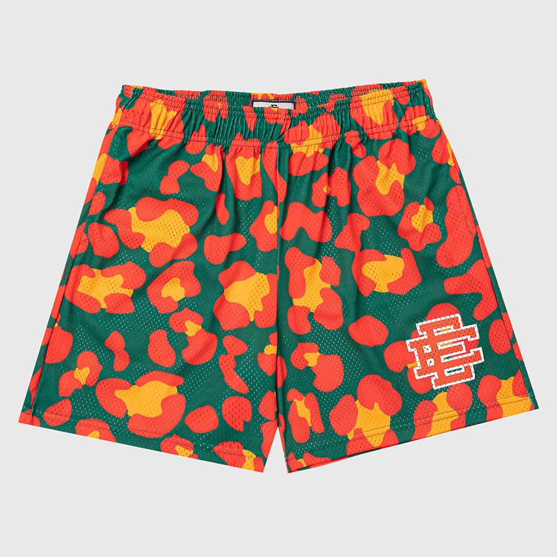 New Summer Eric Emanuel EE Basic Mesh Short Classic Floral Printed Gym Shorts Men's Gym Basketball Sports Beach Shorts