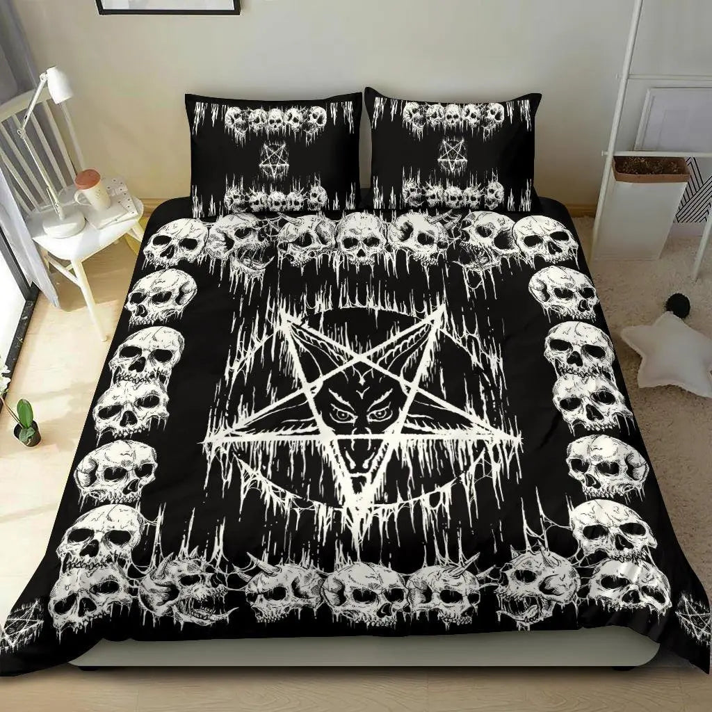 Skull Skeleton Satanic Goat Skull Duvet Cover Set