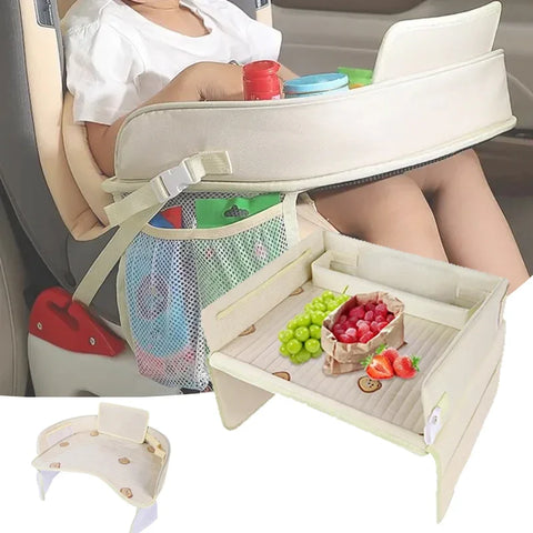 Car Seat Tray For Kids Foldable Multiple Pockets Waterproof Car