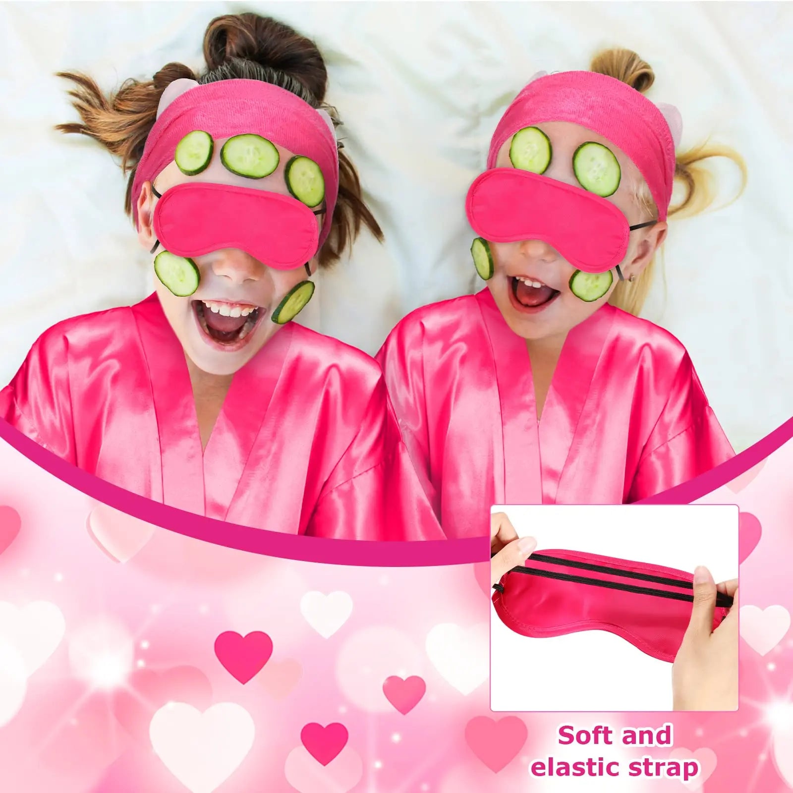 6-15Pack Spa Party Robes Kimono Girl Birthday Favors Kids Satin Bathrobe Slumber Party Costume Supplies Women Headband Blindfold