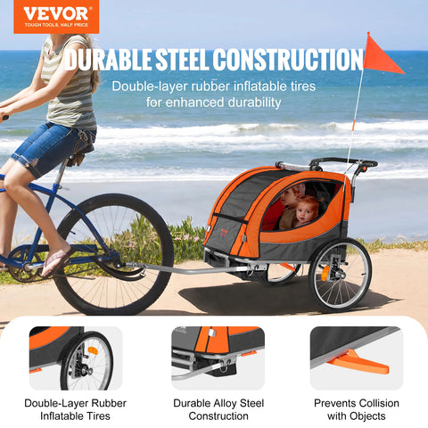 Foldable Children Bicycle Trailer for Toddlers Kids