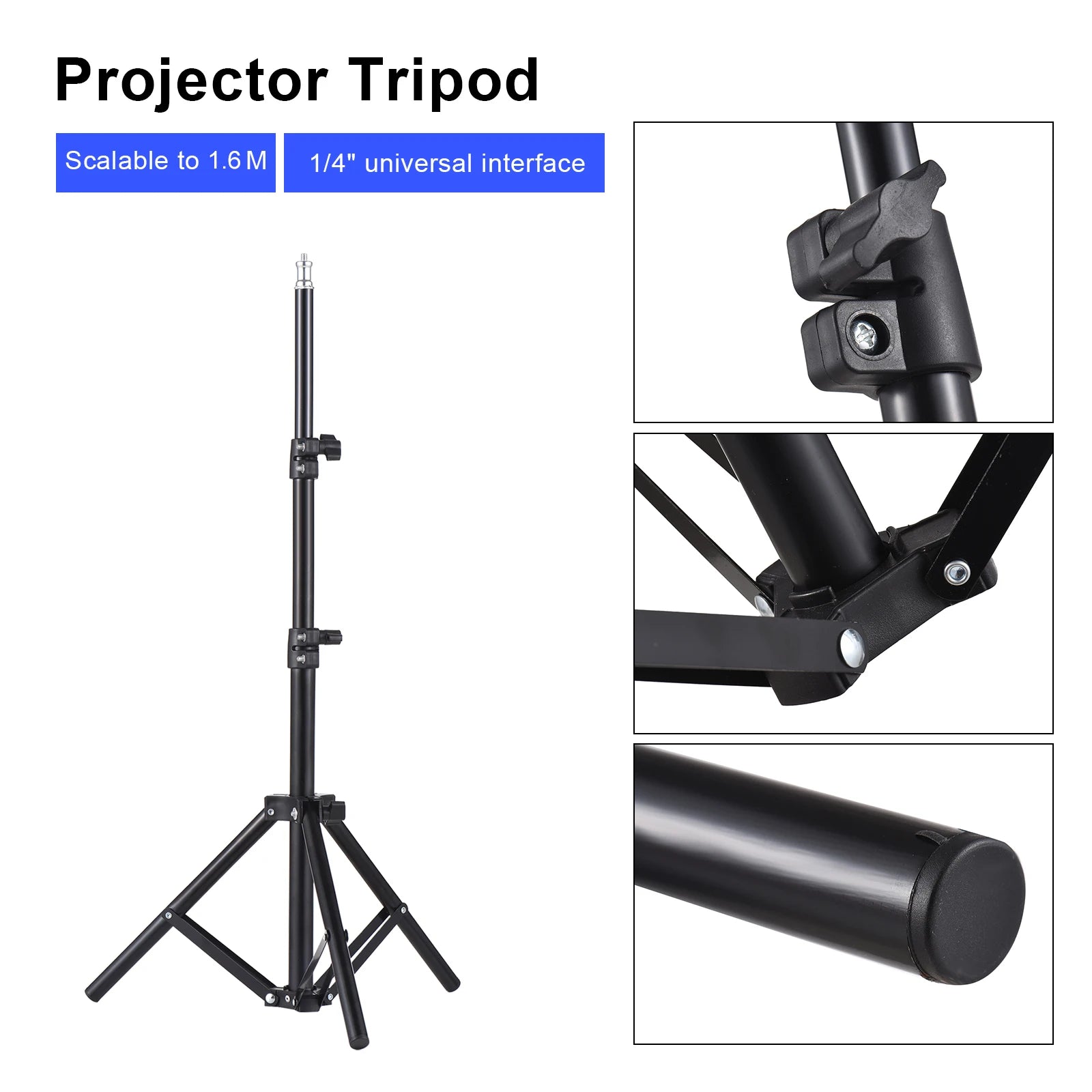 Universal Projector Tripod Stand Stretchable Projector Bracket Aluminum Alloy Portable Holder 1/4'' Interface for LCD Projector