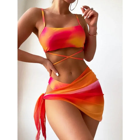 Lifting Mesh Gradient Beach Bikini Sets