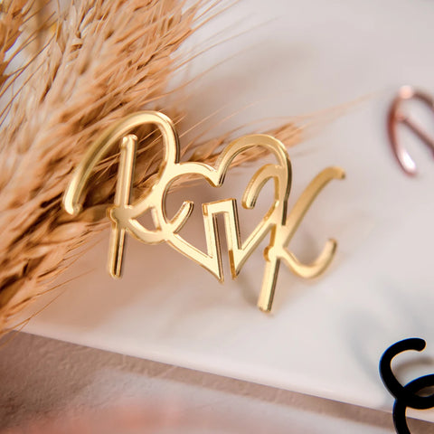 Personalized Acrylic Logo Initial Heart-Shaped Wedding Tag