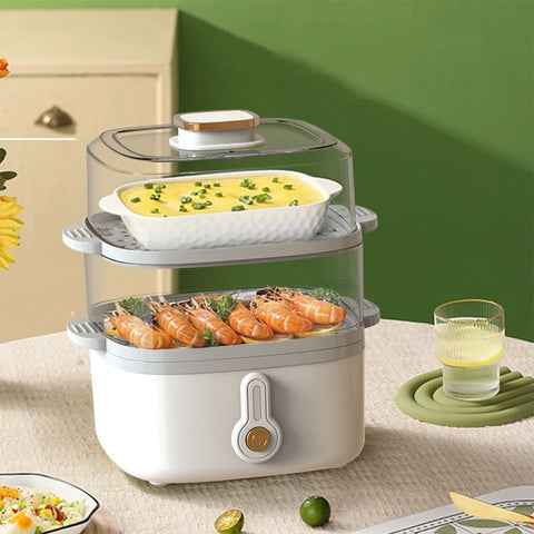 Mini Steamer Electric Steam Pot Cooking Steaming Home Two-layer Transparent Food Dumplings Household Pan Warmer Multicooker