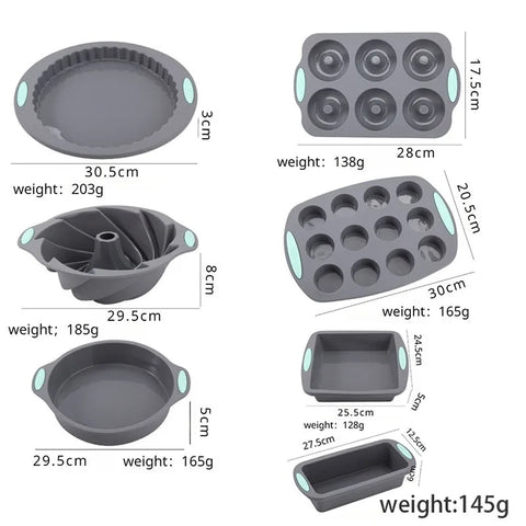 Silicone Bread Muffin Mold Heat Resistant Oven Pan Non-Stick Kitchen Bakeware Cake Pan Set 3D Cake Mold Pastry Baking Loaf Tool