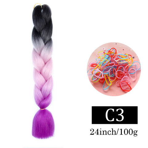 24 Inch Jumbo Braids Extensions Synthetic Braiding Hair Afro Ombre Color kanekalon Hair for Children Braid