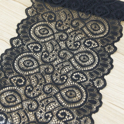 18cm Black Elastic Lace Fabric French