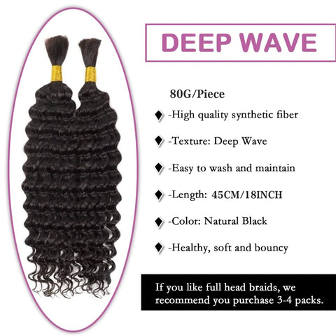 Deep Wave Bulk hair For Braiding 160g