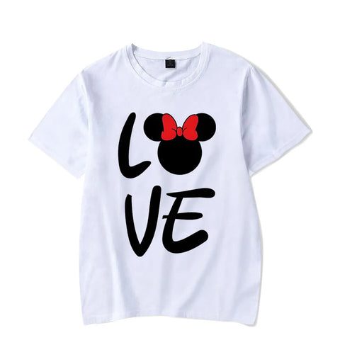 Couple Matching Outfits T-shirt LOVE Cute Cartoon Mouse Printing Unisex T-shirts Casual Short Sleeves Honeymoon Travel Tee Shirt