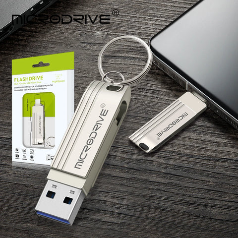 USB Flash Drive 3.0 64GB iPhone Memory Stick 256 128gb Photo Stick External Storage for iPhone/PC/iPad/More Device with USB Port