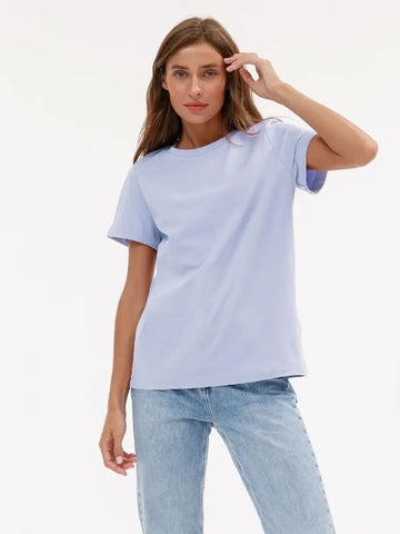 Basic Fashionable Solid Lady Short Sleeve Loose Tops Shirts