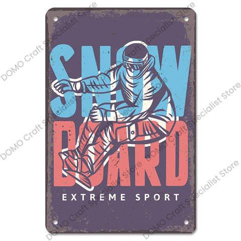 Snowboards Metal Tin Sign for Ski Club Bar Pub Wall Decor