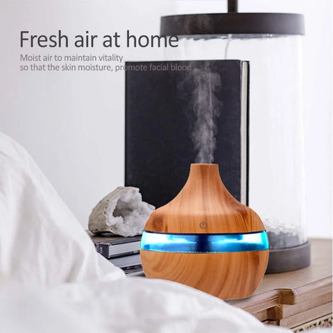 Wood Grain Ultrasonic Air Humidifier Aroma Essential Oil Diffuser Home Car Desktop Mist Maker Small Air Conditioning