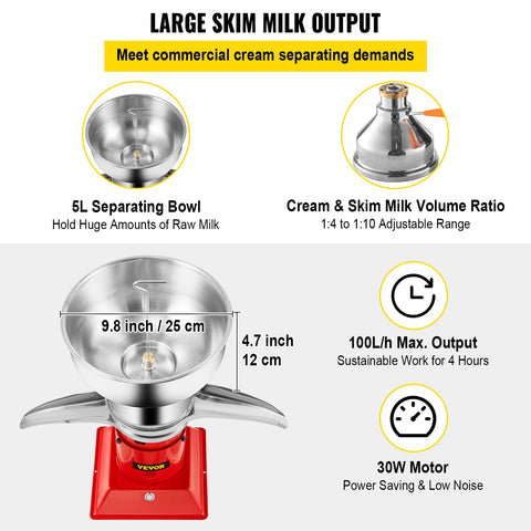 Electric Milk Cream Separator Butter Milk Skimming Machine