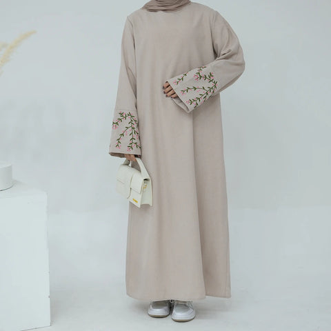 Saudi Embroidery Floral Abaya for Women