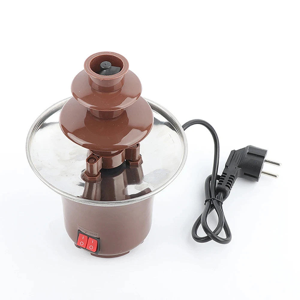 Mini Chocolate Fountain Three Layers Chocolate Melt with Heating Fondue Machine DIY Handmade Small Chocolate Melting Waterfall