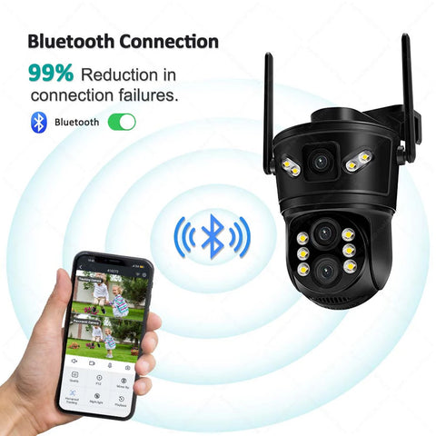 6K 12MP Security Camera 10X Zoom Three Lens Dual Screen Outdoor WiFi Buleteeth Protection IP Cam PTZ CCTV Video Surveillance