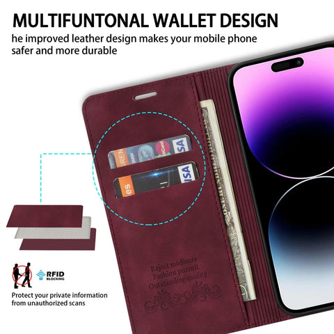 Luxury Wallet Skin Friendly Magnetic Flip