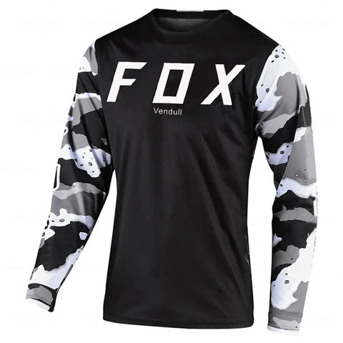 2024Vendull Fox MTB Road Jerseys Motocross Shirt Men Breathable Mountain Bike Mtb Long Sleeve Racing Quick-drying Cycling Jersey