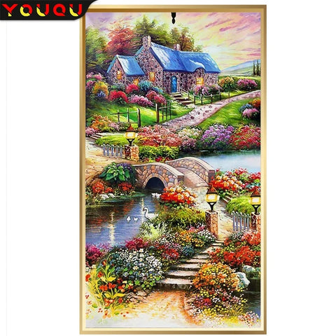 5D Diamond Paintings Countryside House Scenery New Arrivals Jewelry Embroidery Cross Stitch Kit Full Diamond Mosaic Diy Gift